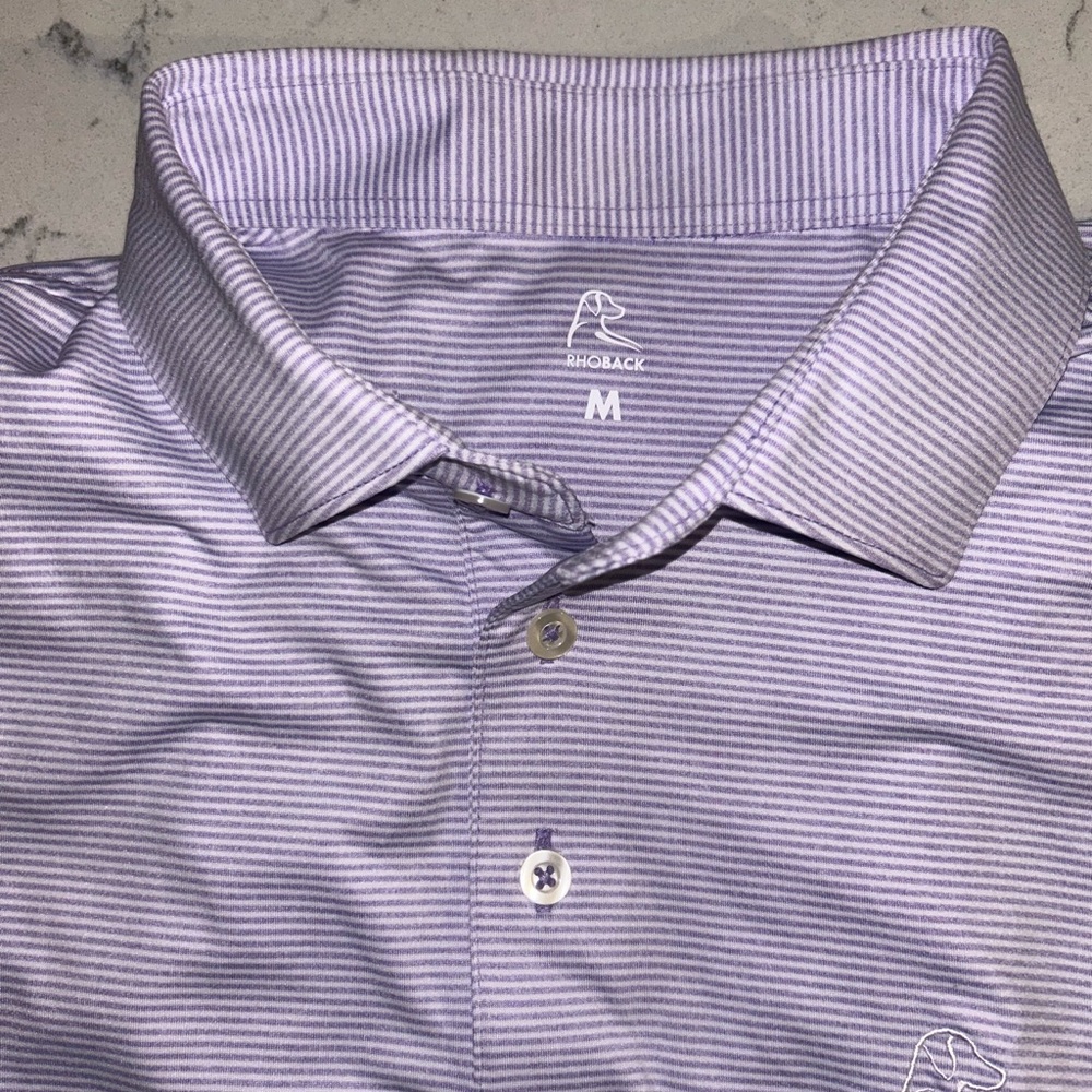 Rhoback Men's Lavender Striped Polo Shirt
